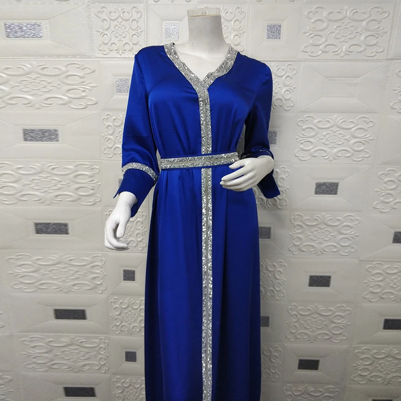 Caftan Марокканская Дубай Abaya мусульманское платье хиджаб женское атласное длинное