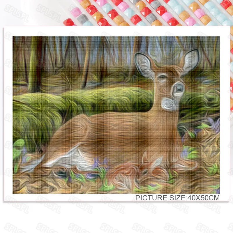

Diy Diamond Painting Nature Wild Animals Elk Sika Deer Giraffe Creative Personality Living Room Porch Decoration Painting