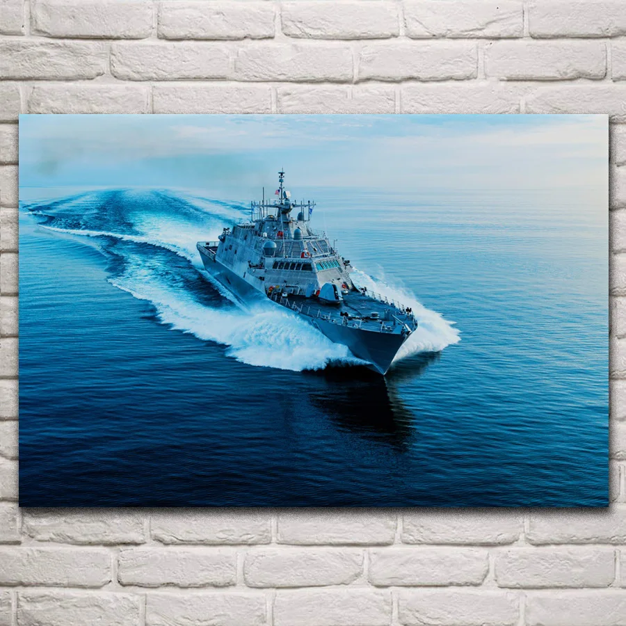 

USS Freedom class wichita lcs 13 littoral combat ships navy fabric posters on wall picture home art living room decoration KN703