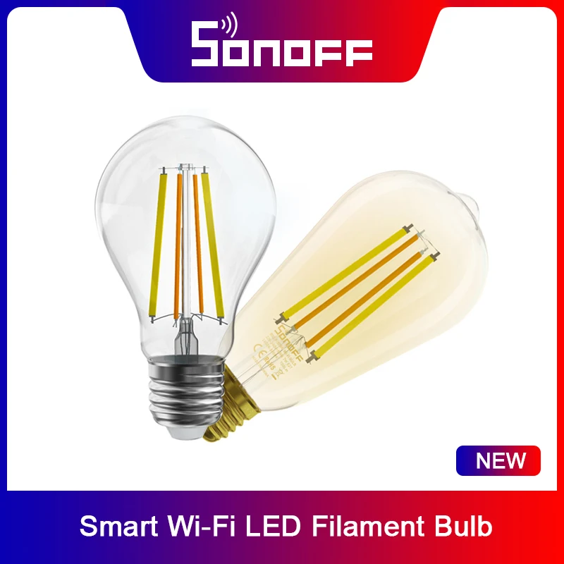 

SONOFF B02-F A60/ ST64 Smart WiFi LED Filament Bulb E27 Dimmable Light Bulbs Lamp Dual-Color APP Control For Alexa Google Home