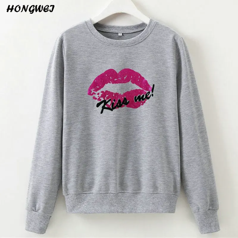 Толстовка Женская с длинным рукавом и принтом в виде губ | одежда