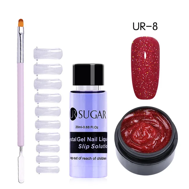 4pcs set8 UR SUGAR 15 мл Быстрый строительный поли гель продлевающий половой акт розовый блеск Замачивание от УФ СТРОИТЕЛЬ удлинение гель набор Типсы для маникюра палец расширение - Цвет: 4pcs set8