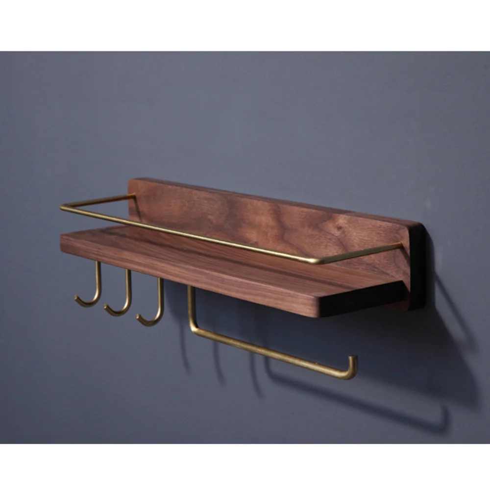 

Multi-purpose Towel Rack Punch Free Wall Rack Wall Hanging Wooden Towel Holder for Bathroom Kitchen Home (Multi Function Towel