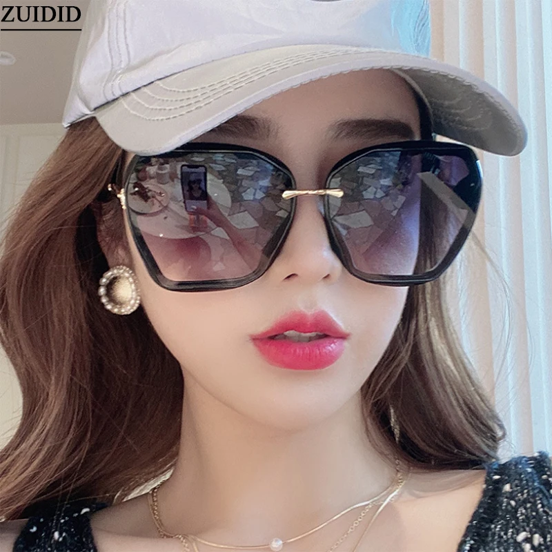 

Женские солнцезащитные очки без оправы, большие квадратные очки, украшенные декоративными линзами, 2022