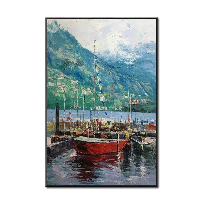 

Modern Sailing Boat Ship Texture Abstract Oil Painting Outdoor Seascape Canvas Picture Art 100% Hand-painted Abstract Wall Art