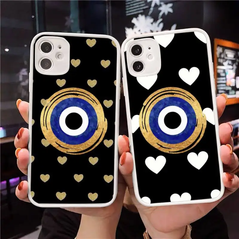 

evil Eye design fashion cool Phone Case Matte Transparent for iPhone 7 8 11 12 s mini pro X XS XR MAX Plus cover funda