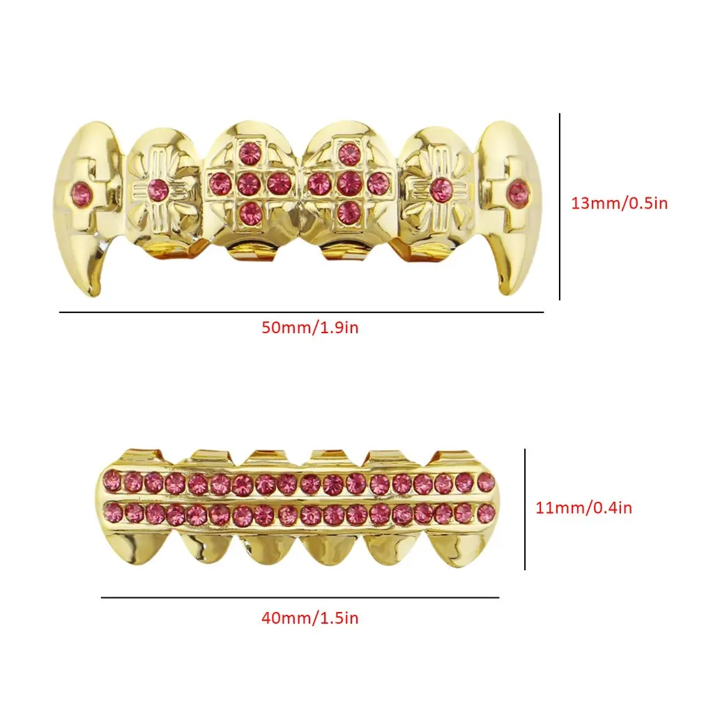 GENBOLI Metal Hip Hop Braces Top And Bottom Teeth Bling Set Halloween Party Jewelry Body ToothN | Украшения и аксессуары