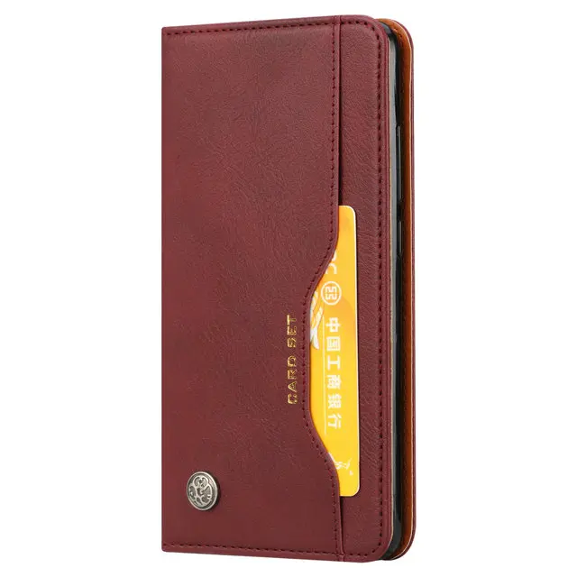 Dark red Роскошный Ретро Чехол-книжка Магнитный кожаный чехол для Redmi Note 8 7 6 K20 Pro Бумажник слот для карт подставка мягкая для Redmi 6A 5A чехол для телефона сумка - Цвет: Dark red
