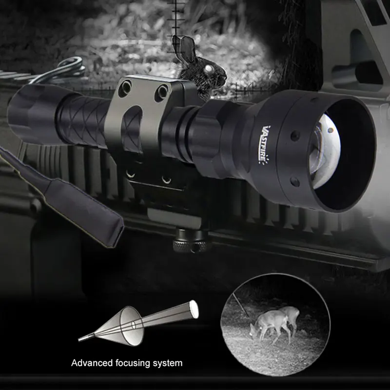 T50 Zoomable инфракрасный охотничий светильник с красным лазером IR 850nm Flash 400 ярдов +