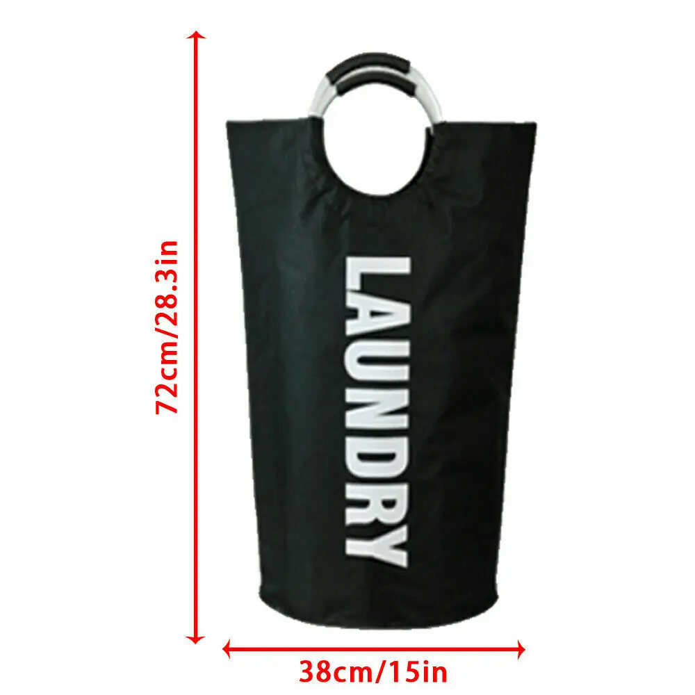 

Foldable Laundry Basket Large Dirty Laundry Basket Hamper Sorter Oxford Cloth Dirty Clothes Bag with Aluminum Handle