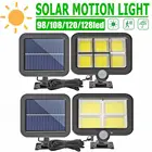 Уличный настенный светильник с датчиком движения, 128 светодиодов, водонепроницаемый точесветильник льник на солнечной батарее, уличное садовое освещение, 3 режима, IP65