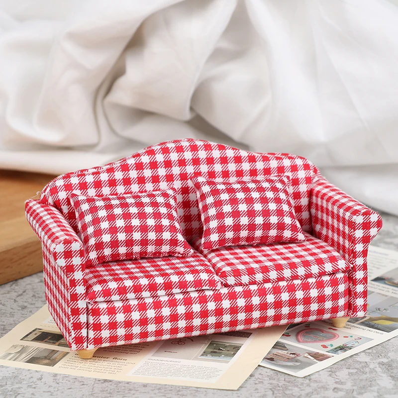 Мебель для кукольного домика 1:12 1 шт. красная сетка деревянная модель дивана с