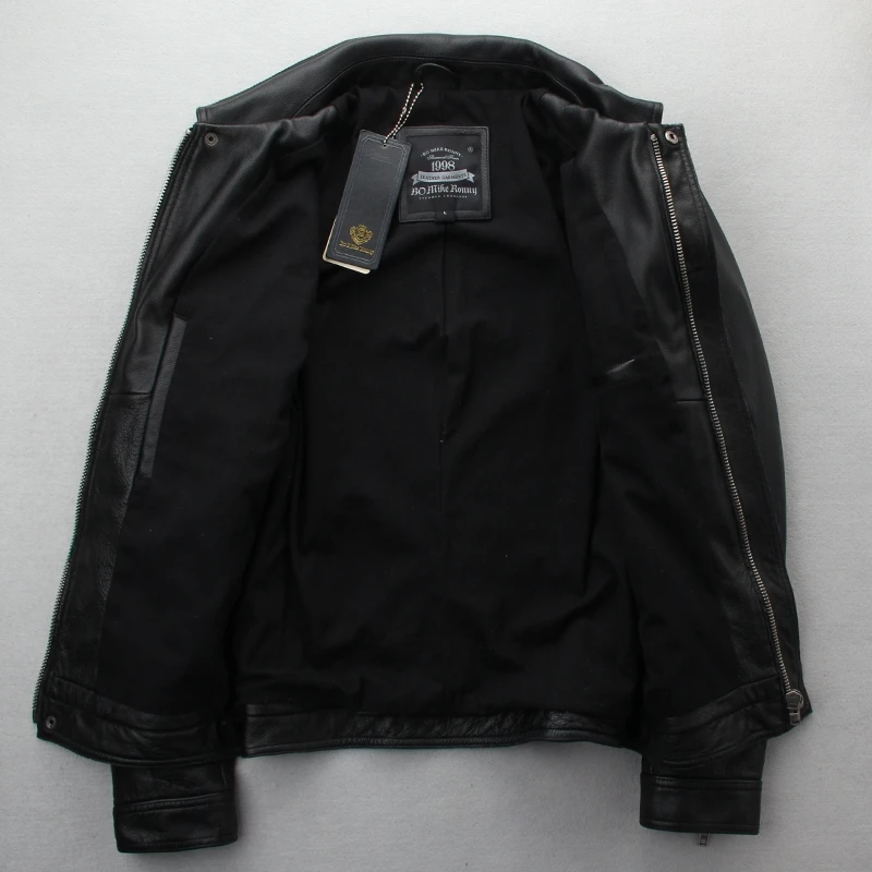 

Brown 2020 Vintage Men Casual Leather Jacket Plus Size XXXXXL Double Pockets Genuine Cowhide Spring Russian Coat FREE SHIPPING