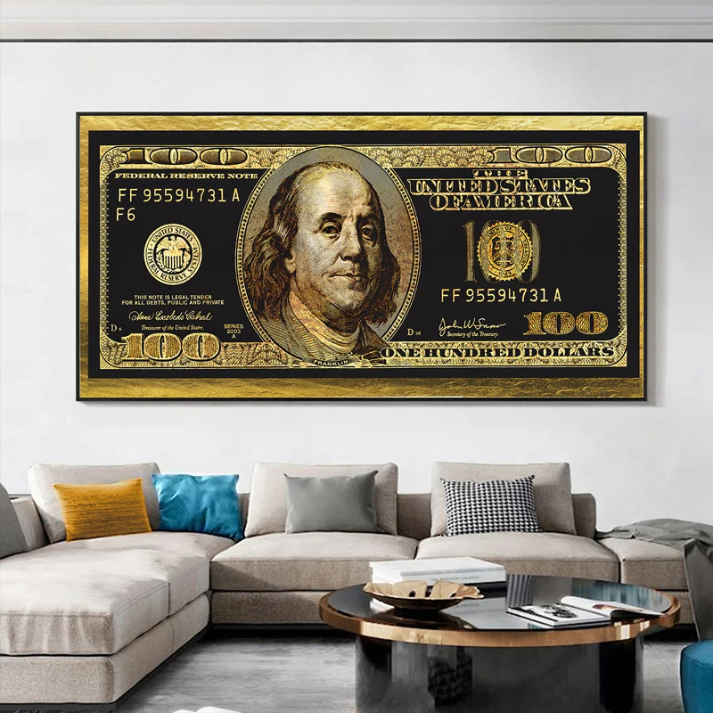 

Black Gold Dollar Money Modular Canvas Painting on The Wall Posters and Prints Nordic Wall Art Picture Living Room Home Decor