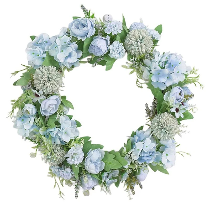 

Искусственная Гортензия Пион цветочный весенний венок с зелеными листьями Добро пожаловать входная дверь венок для свадьбы настенный дома...