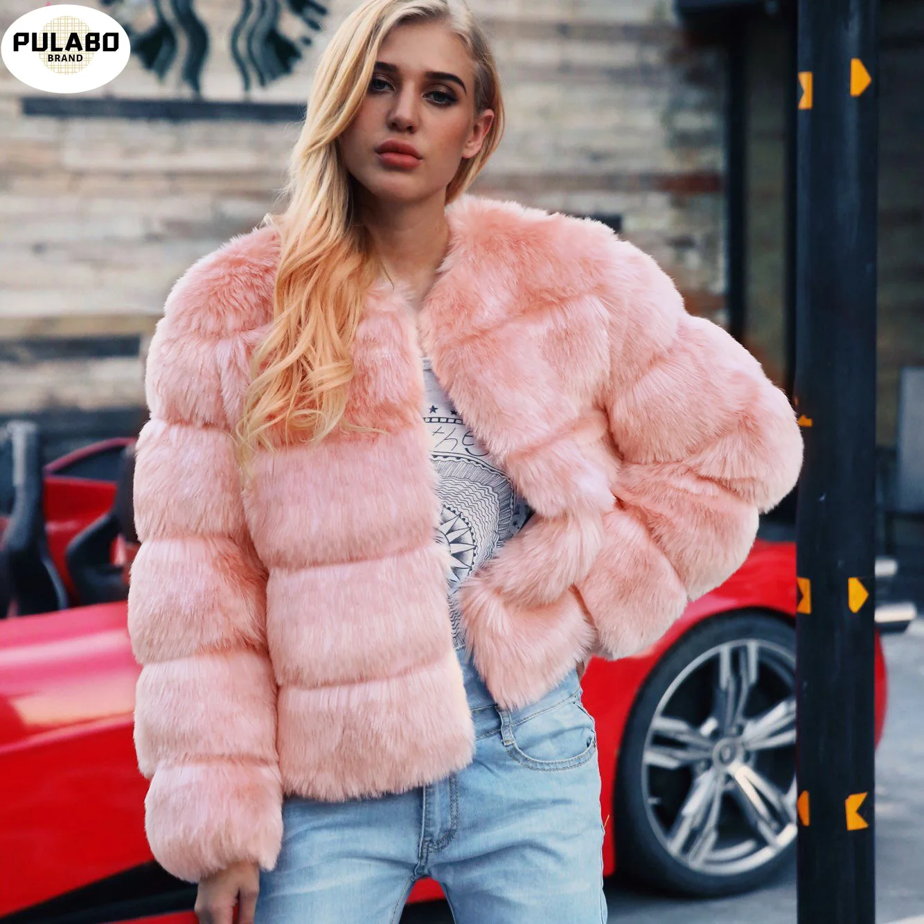 

Women Winter Parka Overcoat Long Sleeve Warm Faux Fur Coat Jacket Outerwear Luxury Fluffy Fake Fur Short Coat