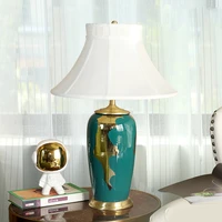 american new chinese dark green gilded table lamp for home decoration