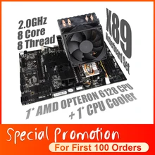 X89 Set Combo For AMD Motherboard G34 Socket with AMD Opteron 6128 CPU + CPU Fan support  DDR3 Memory SATA2 USB 3.0