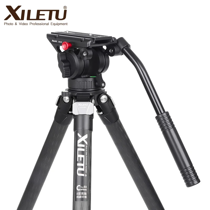 XILETU XLS284C+ LS4S Профессиональная фотография Штатив из углеродного волокна гидравлическая головка штатива и быстросъемная пластина для Dslrs камер