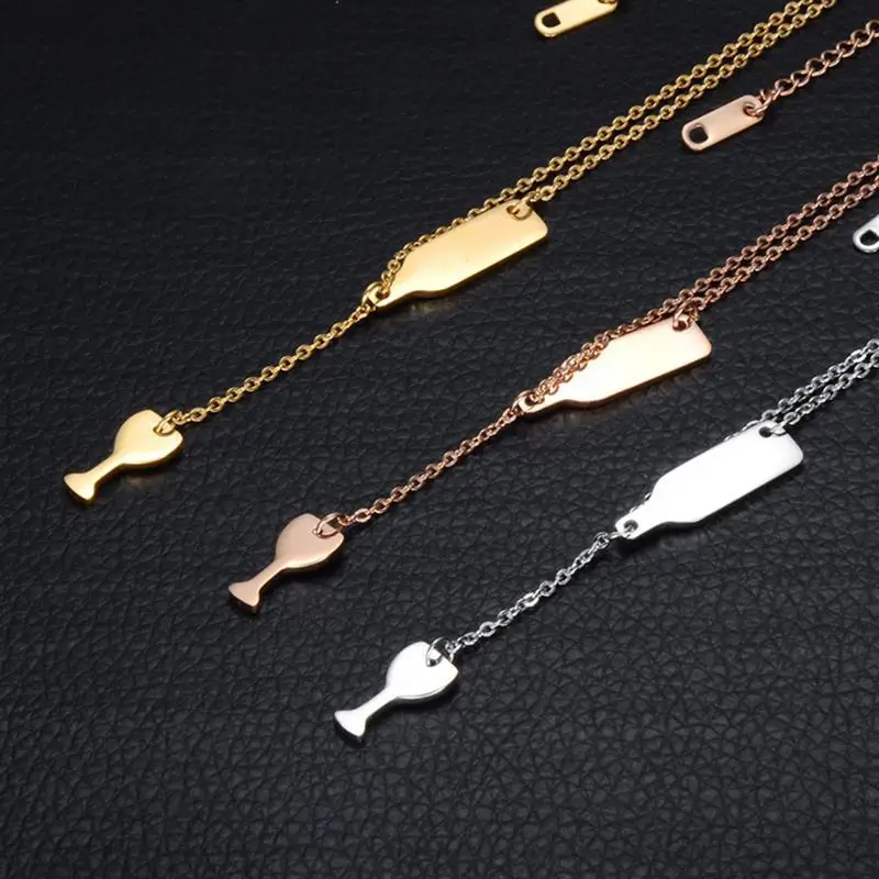 metal pendant necklace initial Long wine bottle boho cuban gold chain Beer Cup women jewelry Statement Gift Choker | Украшения и