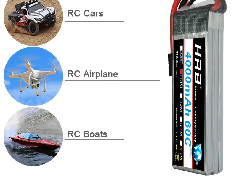 HRB 3S 11,1 V 4000mah Lipo батарея T Deans XT60 TRX XT90 EC5 для гоночного самолета 4WD автомобиль монстр грузовик приманка лодка RC запчасти 60C DIY