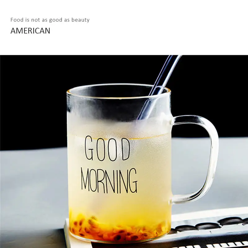 450 мл прекрасная Экологичная стеклянная чашка для завтрака кофе чай молоко сок