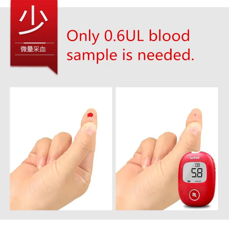 Sinocare Veilig AQ Smart mg/dL mmol/L Bloedglucosemeter комплект глюкометра и тест-полоски Lancetten pijnloos Bloed Suiker Tes