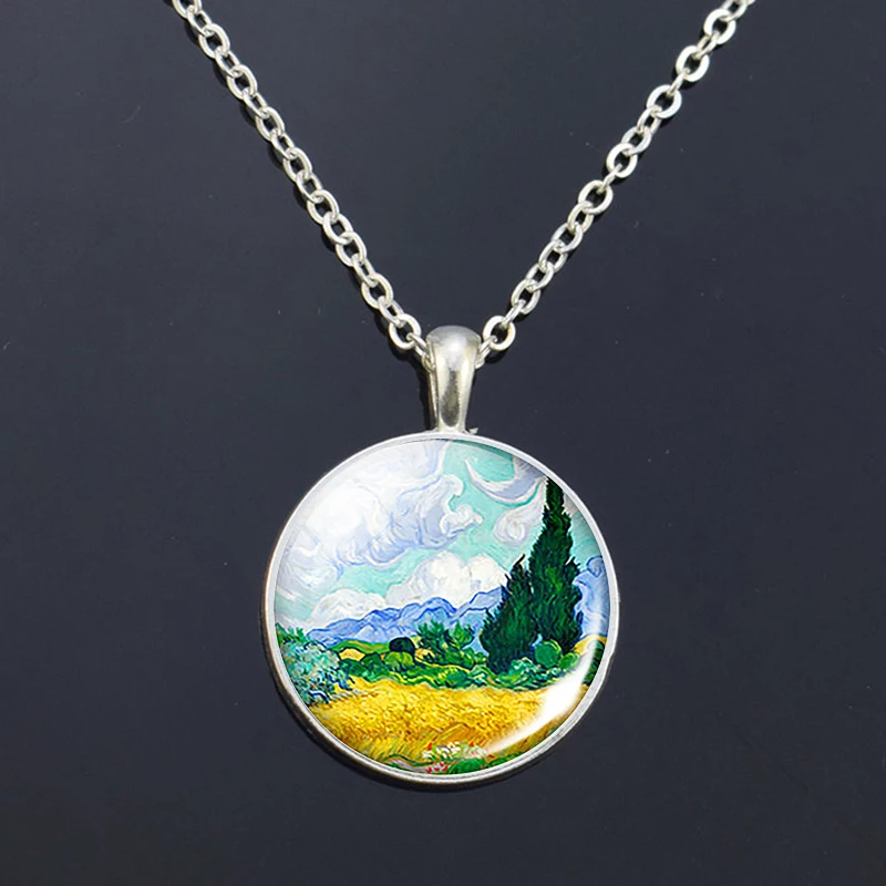 Ван Гог классическая картина маслом искусство кулон ожерелье стекло кабошон