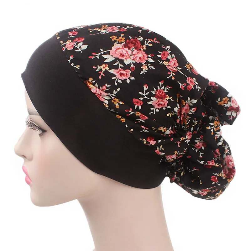 Women Cotton Breathe Hat New Women's winter Turban hat Elastic Cloth Head Cap Hat Ladies Hair Accessories Muslim Scarf Cap