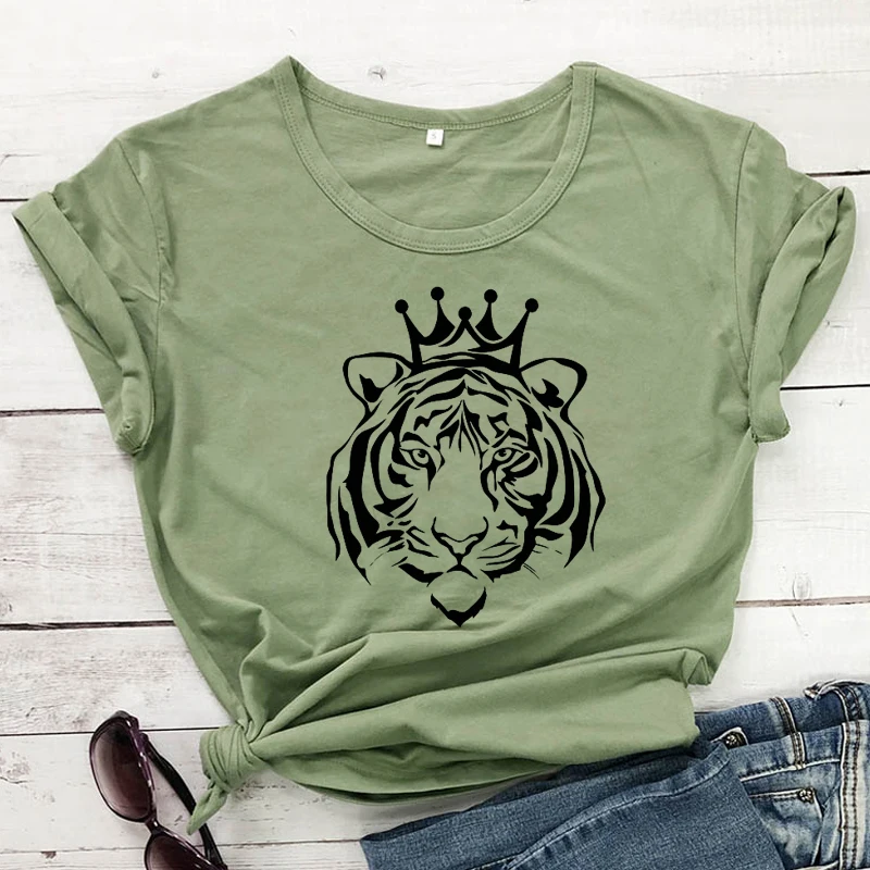 Футболка Tiger King женская с графическим принтом милая хипстерская рубашка из 100%