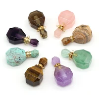fashion fluorite perfume bottle pendant faceted amethysts vial charms for jewelry making diy women necklace gifts