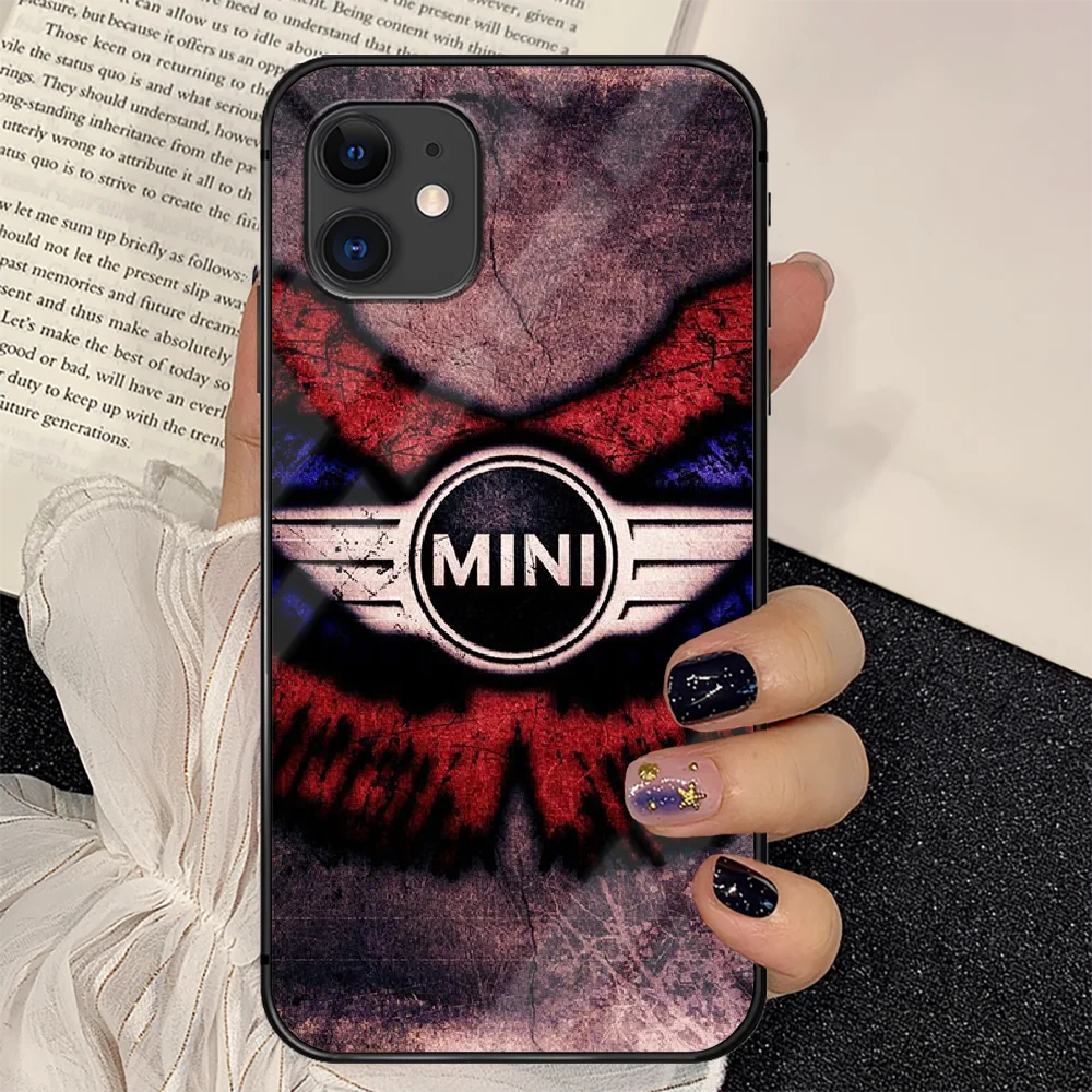 

Fashion Mini Cooper Car Phone Tempered Glass Case Cover For IPhone 6 6S 7 8 11 12 X Xr Xs Se 2020 Pro Max Plus Mini 3D