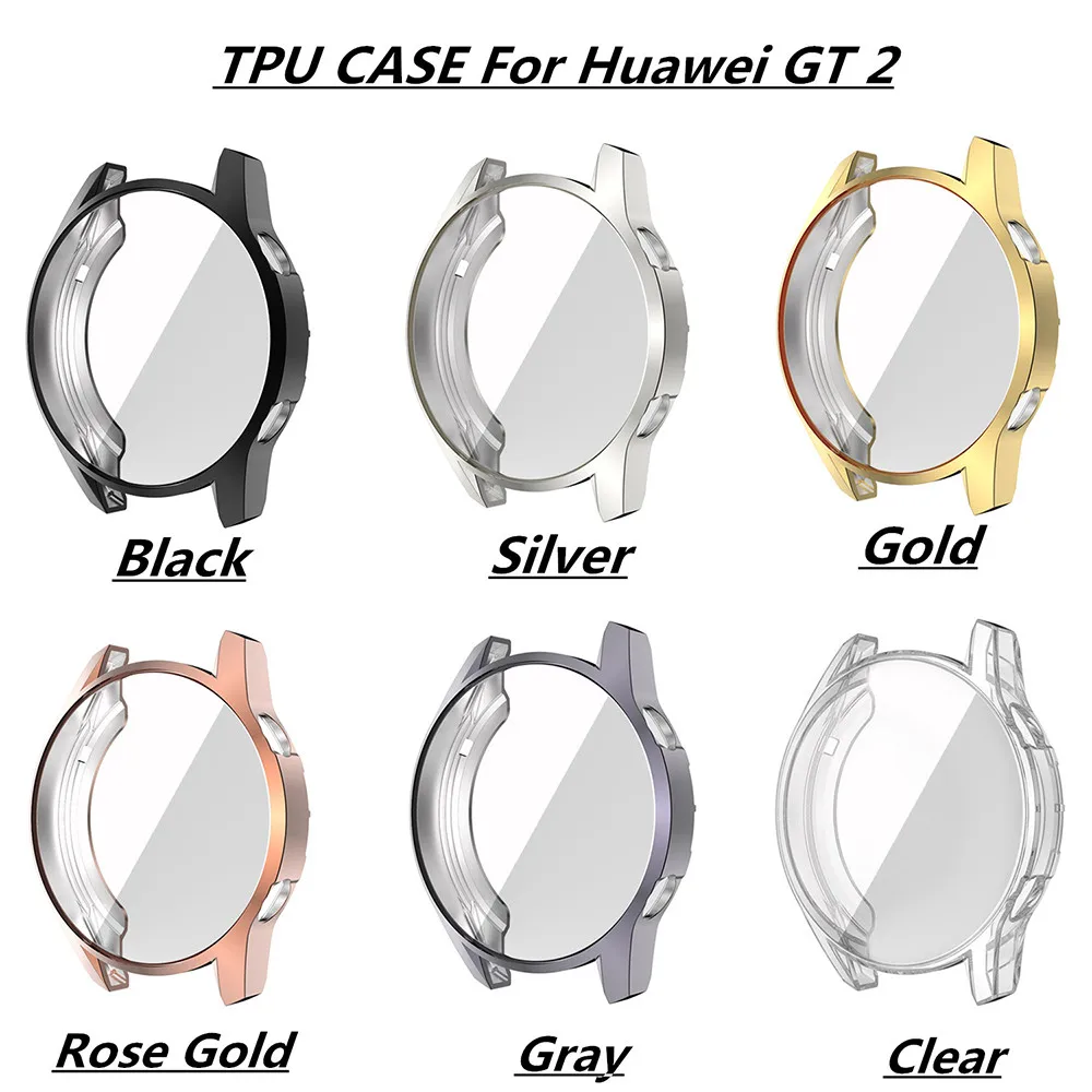 

Watchcase + Screen Protector For Huawei Watch GT 42mm TPU Plating Protective Shell For Huawei Watch GT2 46MM Smart Watch Case