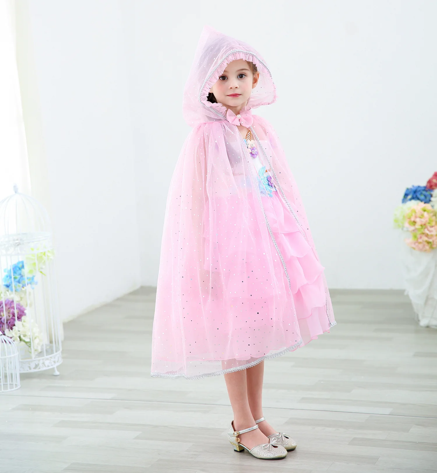 Накидка для девочек Тюлевое платье с цветами пальто свадебная шаль принцессы