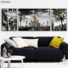 Настенная картина с изображением дворца, декоративная черно-белая Картина на холсте для гостиной, украшение для дома