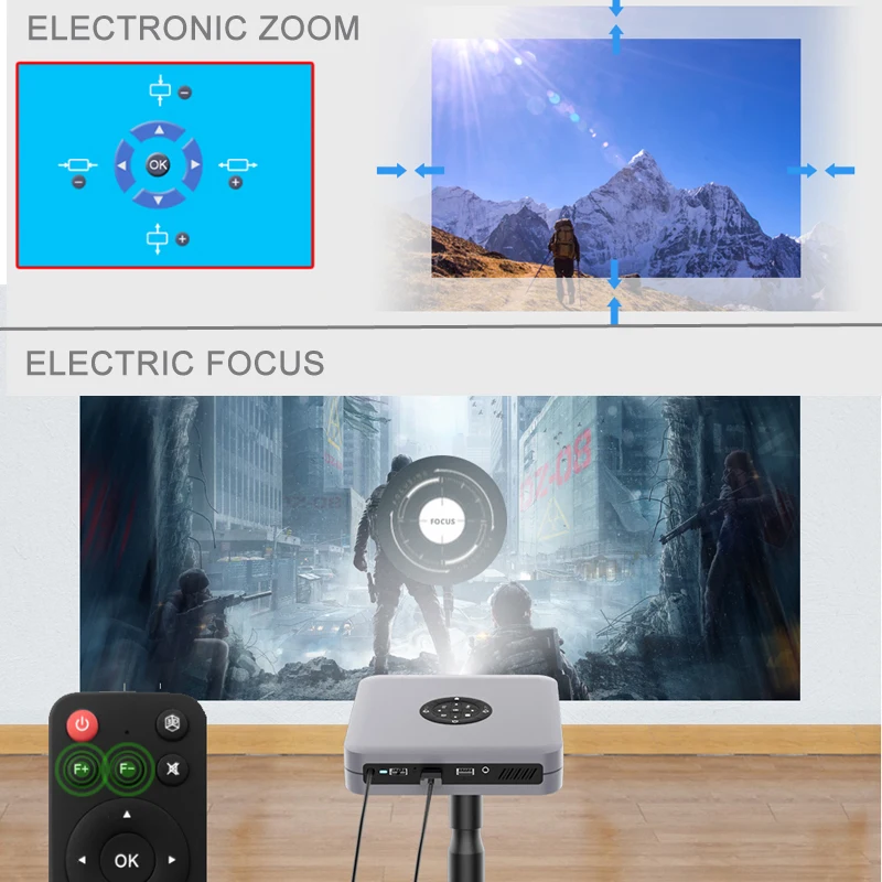 Проектор WZATCO D1 3D DLP Android Wi-Fi 300 дюйма поддержка домашнего кинотеатра Full HD 1920x1080P 32 ГБ