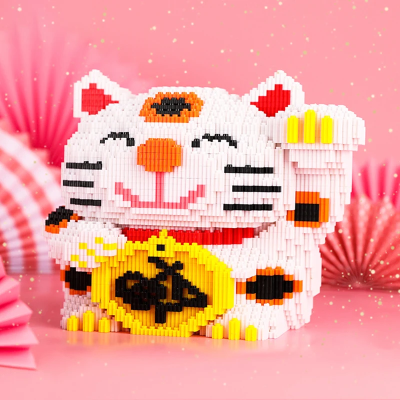 

Diamond Building Blocks Plutus Lucky Cat Japan Home Furnishings Educational Gifts Action Plastic Assembly Bricks Model Kids Toys