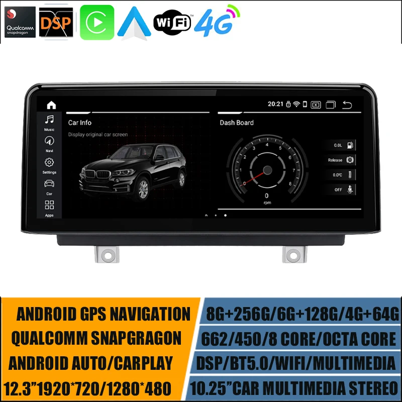 

10.25'Android 11 GPS Navigation Auto Radio For BMW 3 4 Series F30 F31 F32 F33 F34 F35 F36 NBT EVO 1920*720 Carplay Snapdragon662