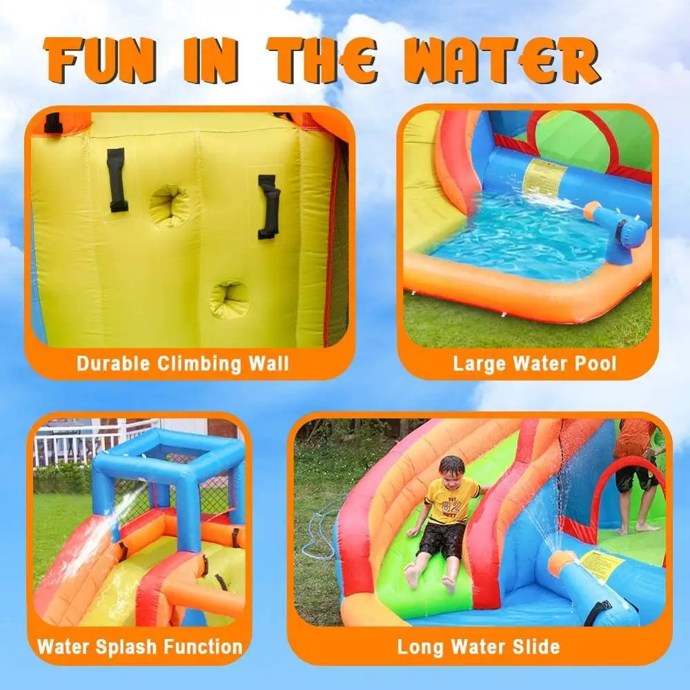 

Inflatable Bounce Slide House Jumper Water Slide Park Castle Bouncy for Kids Outdoor Party Garden Play Fun