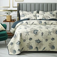marine style cotton quilt set 3pcs bedspread on the bed with pillowcase queen size coverlet quilted blanket for bed chausub