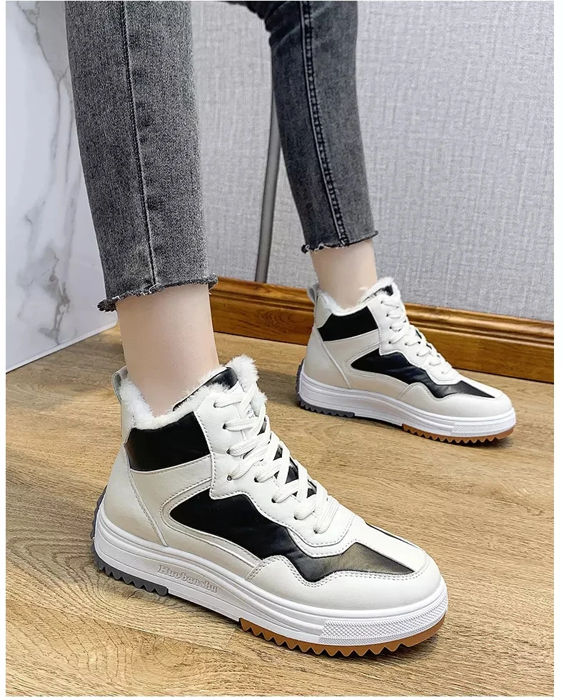 

High top Snow shoes women 2020 winter new Korean plus velvet warm cotton shoes women running shoes zapatos mujer sneakers women