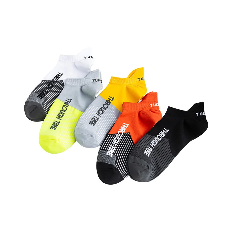 

Men Spring and Summer Letters Contrast color Boat Socks 2021 New Style Male Running Spliced Color Thin Breathable Fitness Socks