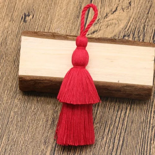 Red 1pcs 12 см длинная хлопковая кисточка 2 слоя дизайн цветная кисточка для поделок телефон подвеска брелок подвесной мешок украшение одежды 1 шт - Цвет: Red 1pcs