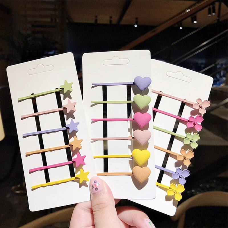 6 шт./лот Новинка Милые разноцветные заколки для волос в виде звездочек с цветами