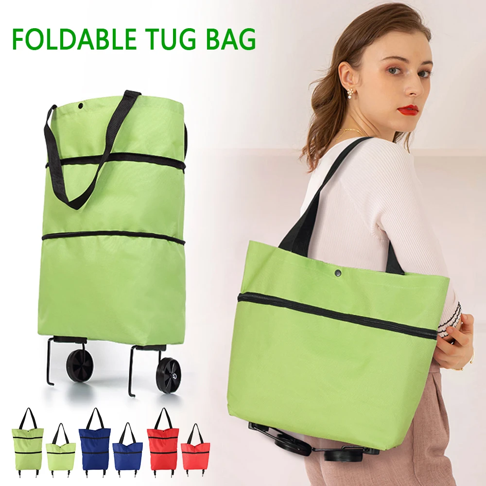 

Foldable Shopping Bag Oxford Cloth Reusable Bag For Shopping Cart On Wheels Portable Shopper Bag Folding Tote Grocery Bags