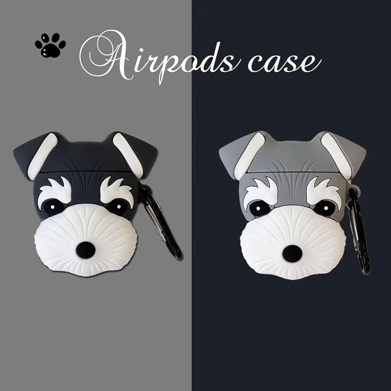 3D милые наушники Schnauzer Dog силиконовый мягкий чехол для AirPods 1 2 Bluetooth гарнитура