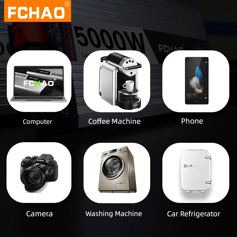 FCHAO 5000W Inverter 12v 220v Pure Sine Wave 24v 110v Power Converter LED Display Voltage Transformer Auto accessories Ups - купить по