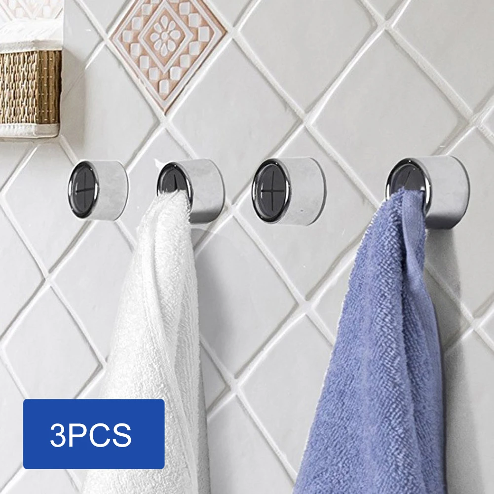 

3pcs Strong Self Adhesive Hook Towel Storage Hanger Seamless Nail Free Wall Mounted Hook Bathroom Kitchen Dishcloth Holder