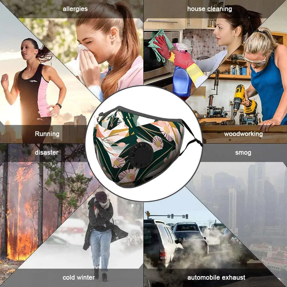 

Fashion Blue Cotton protective save face mask Respirator Washable Mouth Masks Activated Carbon Filter For women and Men