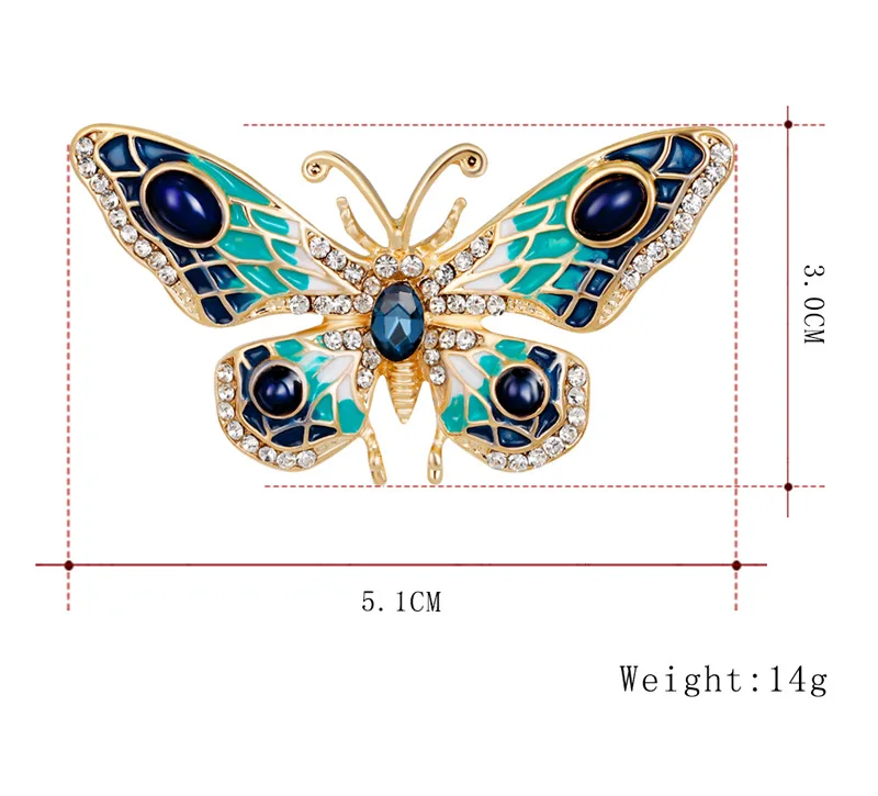 

Hot Elegant Charm Butterfly Animal Pearl Brooch Women Rhinestone Large Butterfly Jewelry Insect Pins Vintage Fashion Gifts Paty